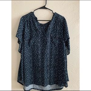 Heart pattern blue blouse